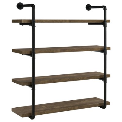 Vynxaria Black Decorative Wall Shelf with Industrial Pipe Design