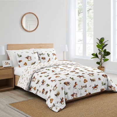 Western Cowboy White Microfiber Full Bedding Set