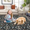 Washable Vintage Floral Rug Non Slip Low Pile Rug Soft Distressed Throw Floor Cover Foldable Indoor Carpet for Living Room Bedroom Playroom Nursery - 3 of 4