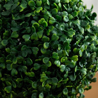35" Green Double Boxwood Topiary in Black Pot