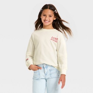 Girls' French Terry Valentine's Day Pullover Sweatshirt - Cat & Jack™ - 1 of 4