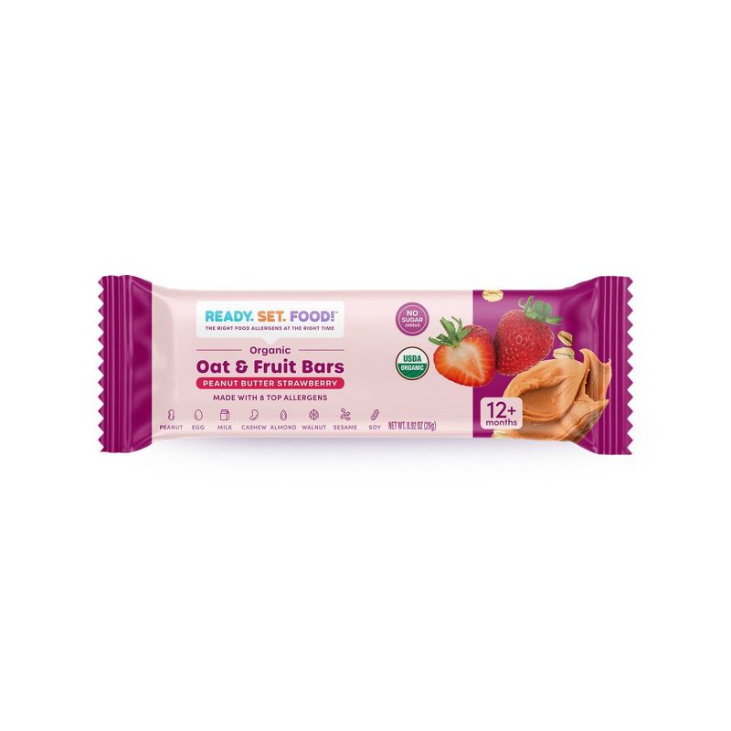 Ready, Set, Food! Peanut Butter Strawberry Oat and Fruit Bar Baby Snacks - 3.67oz/4ct, 4 of 11
