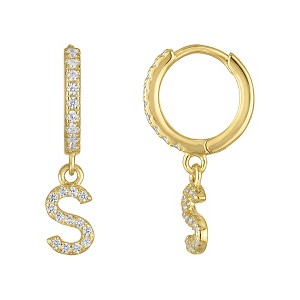 Junior Jewels 14K Gold Over Sterling Silver Cubic Zirconia Initials Drop Earrings - 1 of 2