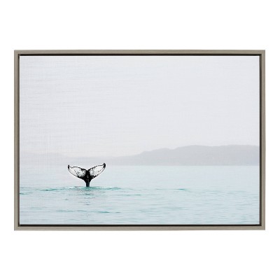 23" x 33" Sylvie Whale Tail In the Mist Framed Canvas by Amy Peterson Gray - Kate & Laurel All Things Decor