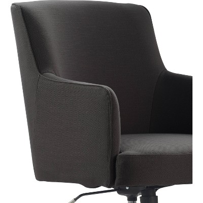 Gray High Back Leather and Fabric Executive Swivel Chair