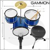 Gammon 3-Piece Junior Drum Set, Beginner Drum Kit with Throne, Cymbal, and Drumsticks - 3 of 4