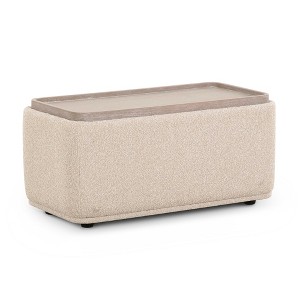 TOV Furniture Sylvie Boucle Ottoman Table in Cream - 1 of 4