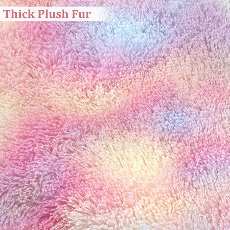 Fluffy Shaggy Area Rug Fuzzy Rug Plush Furry Rugs for Bedroom Rainbow Shag Rug, 4 of 10