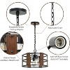 Runesay  4-Light Farmhouse Chandelier Light Fixtures Adjustable Height, Rustic Drum Pendant Light, Walnut Wood and Black Metal Finish, E26 Base - 4 of 4