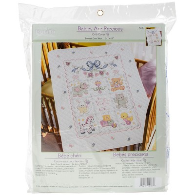 Bucilla Stamped Cross Stitch Crib Cover Kit 34"X43"-Babies Are Precious