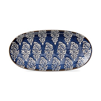 TAG Cottage Blue Reactive Glazes Stoneware Block Platter, Dishwasher Safe, 12.5L x 6.1W x 1.29H inches