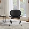 Mid-Century Modern Shell Chair Single Accent Chair, Soft Lounge Chair in Walnut Finish and Metal Legs - ModernLuxe - 2 of 4