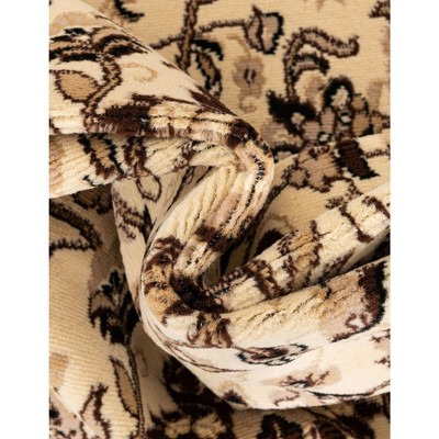 Ivory and Tan Easy-Care Synthetic Square Area Rug