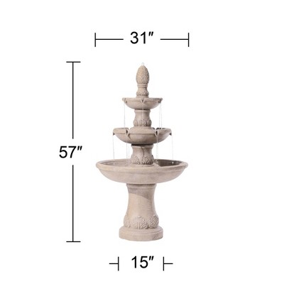 Domanico Tan Resin 57" 3-Tier Traditional Outdoor Water Fountain