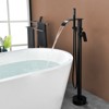 Cobbe Matte Black Floor Standing Tub Faucet Single Handle Freestanding Tub Filler with Swivel Spout Hand Shower and 59-Inch Hose - 3 of 4