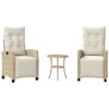 vidaXL 3 Piece Bistro Set with Cushions Beige Poly Rattan - 2 of 4