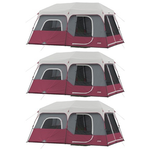 Core Instant Cabin 14 X 9-foot 9-person Family Cabin Tent W/rain Fly, Carry  Bag & Easy 60-second Assembly For Camping, Hiking, Outdoor, Red (3 Pack) :  Target