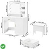 Vanity Desk, Makeup Vanity Desk w/Mirror & 9 LED Light Bulbs Large Drawers &Three Level Storage & Tiers of Open Shelves - 2 of 4