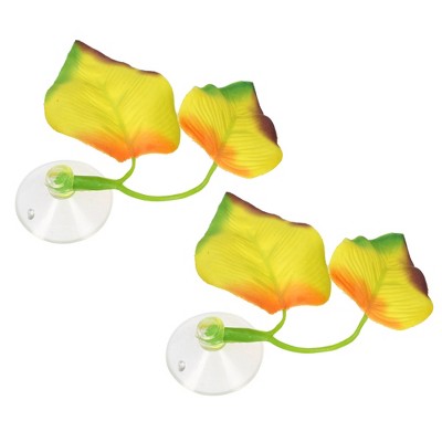 Unique Bargains Betta Fish Leaf Pad Hammock Plants for Fish Tank Yellow 2.56"x1.77"