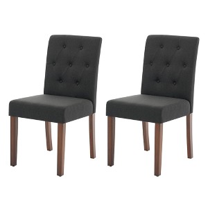 Upholstered Dining Chairs Set of 2, Modern Kitchen Chair with Wood Legs, Stylish Design, Easy Assembly, for Dining Room, Restaurant, Cafe - 1 of 4