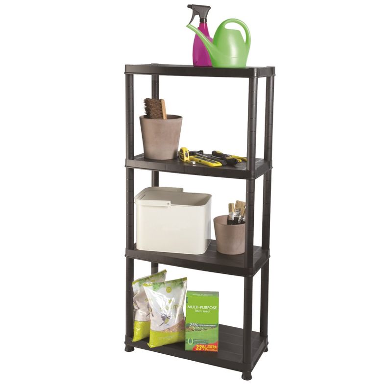 Ram Quality Products Extra Tiered Plastic Utility Storage Shelving Unit System for Garage, Shed, or Basement Organization, Black, 2 of 5