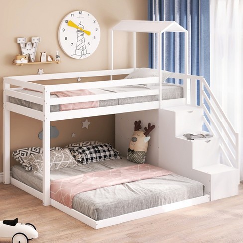 twin over full bunk bed with stairs