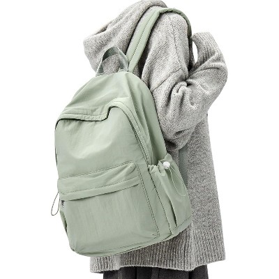 Paaaawaters Classic Basic Black Backpack For Women,Waterproof High School Bookbag,Lightweight Casual Travel Daypack