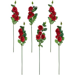 Northlight Real Touch™ Red Artificial Rose Floral Sprays, Set of 6 -35" - 1 of 4