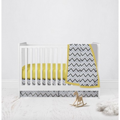 Bacati - Ikat Dots Giraffe Yellow Grey Muslin Neutral 3 pc Crib Set