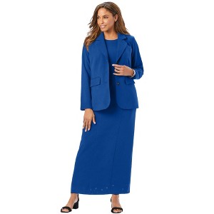 Jessica London Women's Plus Size 2-Piece Stretch Crepe Single-Breasted Maxi Jacket Dress - 1 of 4