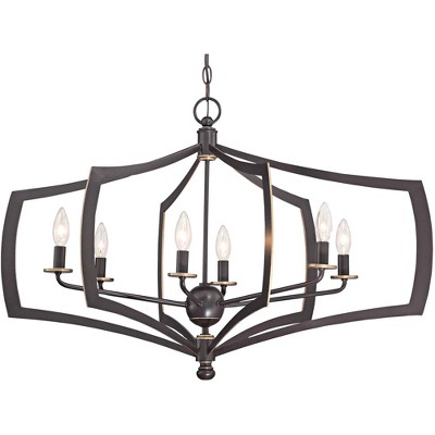 Minka Lavery Downton Bronze Chandelier 34" Wide Modern 6-Light Fixture for Dining Room House Foyer Kitchen Entryway Bedroom Home