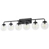 POWLIG 45.28-in 6-Light Matte Black Bathroom Light Fixtures Over Mirror Vanity Lighting with Clear Glass Globe Shades - 2 of 4