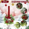 6 Pcs Small Wreath Red Berry Pine Eucalyptus Wreaths for Door Kitchen Cabinet Window Fireplace Decor Red and Green Color - 2 of 4