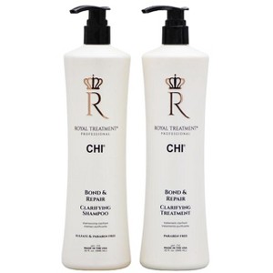 CHI Royal Treatment Bond & Repair Clarifying Shampoo & Treatment (32 oz XXL LITER DUO SET Kit) - Removes Hair Mineral, Metal & Buildup - 1 of 4