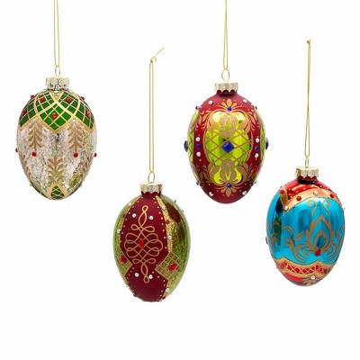 Kurt Adler 65mm Glass Egg Ornaments, 4 Piece Set : Target