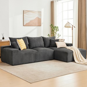 110'' Modular Sectional Sofa – L-Shaped Cloud Couch with Chaise, Deep Seat Chenille Sofa, No Assembly - 1 of 4