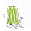VisioGear Outdoor Portable Chairs, Folding Beach Chair with Side Pouches, Foldable Camping Chair with Headrest, Green Stripes, 24.8"*25.6"*32.28" - 3 of 4
