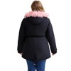 Agnes Orinda Women's Plus Size Waterproof Fur Hood Drawstring Waist Zipper Fleece Lined Winter Warm Parka Jacket with Pockets - 4 of 4