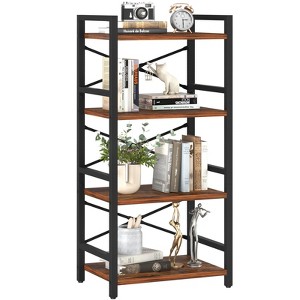 Aoibox 4 Tier Small Industrial Bookshelf Narrow Bookcase Organizer Space Saving Storage for Bedroom Office Living Room - 1 of 4