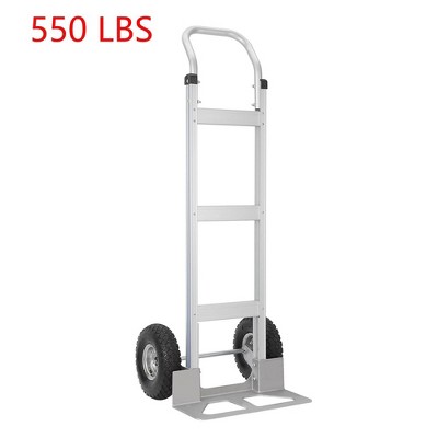 Heavy Duty Hand Truck Aluminum Dolly Cart 550 lbs Capacity With 10" Rubber Wheels