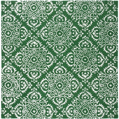 Chatham Green and Ivory Hand-Tufted Wool Square Rug