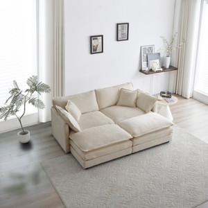 Modular Chenille Upholstered Sectional Sofa Set with 2 Ottomans and 5 Pillows, Modern Lounge Couch for Living Room or Home Theater-Cuddlewood - 1 of 4