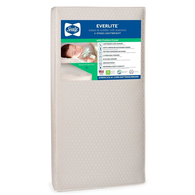 Sealy Everlite Airy Polyfiber 2-Stage Crib and Toddler Mattress, 1 of 7