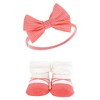 Hudson Baby Infant Girl Headband and Socks Giftset, Coral Gold 8-Piece, One Size - 4 of 4