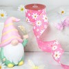 Northlight Pink and White Floral Spring Easter Wired Craft Ribbon 2.5" x 10 Yards - 2 of 4