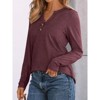Women's 2025 Fall Long Sleeve Henley Top Dressy Casual V-Neck Blouse Trendy Loose Fit Button Up Shirts Cute T-Shirt - 3 of 4