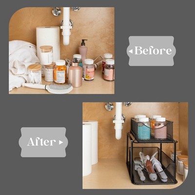 Sorbus 2 Tier Baskets with Mesh Sliding Drawers - Ideal Cabinet, Pantry, Under the Sink, etc - Great for Bathroom, Kitchen, Office, etc. — фото 6