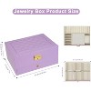 Two-Layer Lockable Jewelry Box with Removable Tray and Quilted Top, Light Purple - 3 of 4