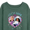 Women's - Barbie - Holidays & Christmas Lightweight French Terry Wide Neck Long Sleeve Graphic Shirt - 2 of 4