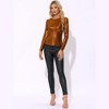 INSPIRE CHIC Women's Metallic Round Neck Long Sleeve Sparkly Disco Party Shiny Top - 4 of 4